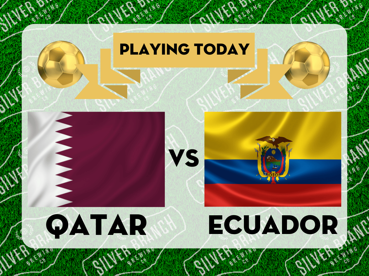 Image Qatar flag next to Ecuador flag to promote watching the world cup at Silver Branch