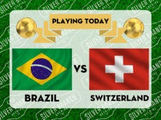 Image Brazil flag next to Switzerland flag to promote watching the world cup at Silver Branch
