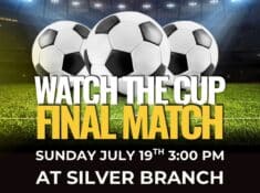 Join us at Silver Branch to watch the World Cup Final live. Grab a beer, bring your friends, and enjoy the biggest match of the tournament with us.